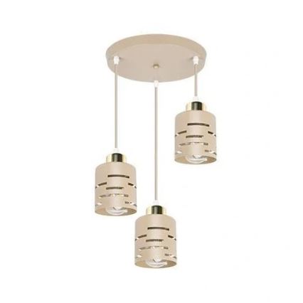 Luster na lanku ELEN 3xE27/35W/230V pr. 29 cm béžová/zlatá