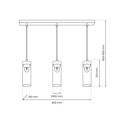 Luster na lanku ELICA 3xE27/60W/230V