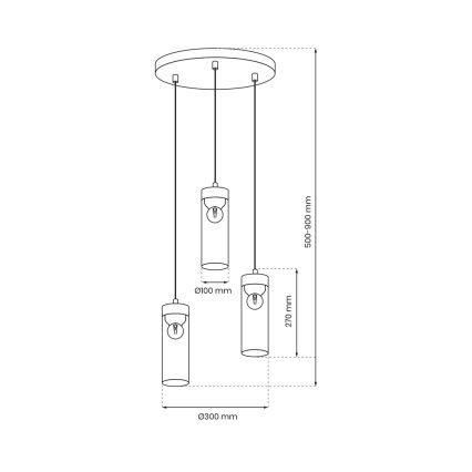 Luster na lanku ELICA 3xE27/60W/230V