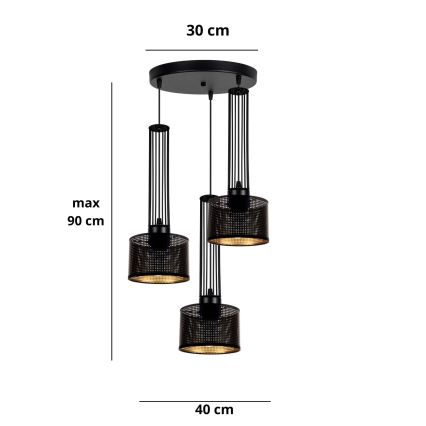 Luster na lanku ELIS 3xE27/60W/230V pr. 40 cm