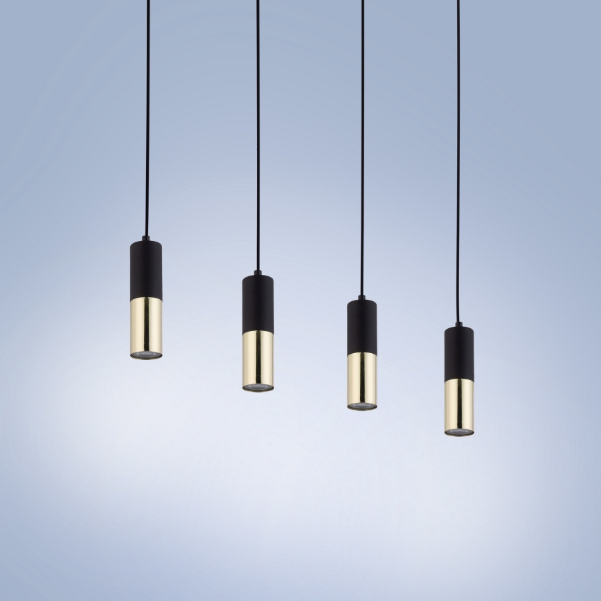 Luster na lanku ELIT 4xGU10/10W/230V čierna