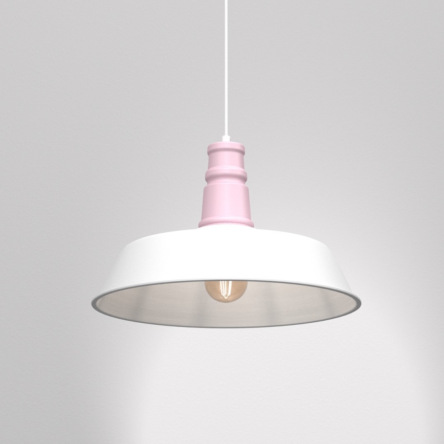 Luster na lanku ENZO 1xE27/60W/230V biela/ružová