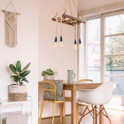 Luster na lanku EREBOS 4xE27/40W/230V hnedá