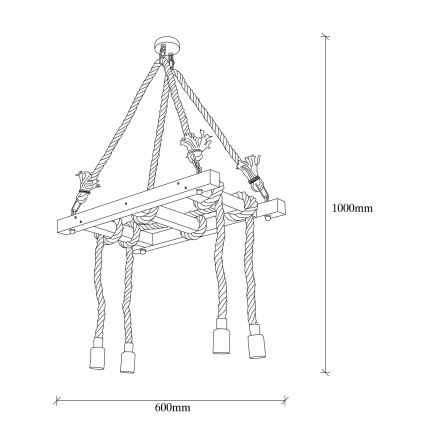 Luster na lanku EREBOS 4xE27/40W/230V hnedá