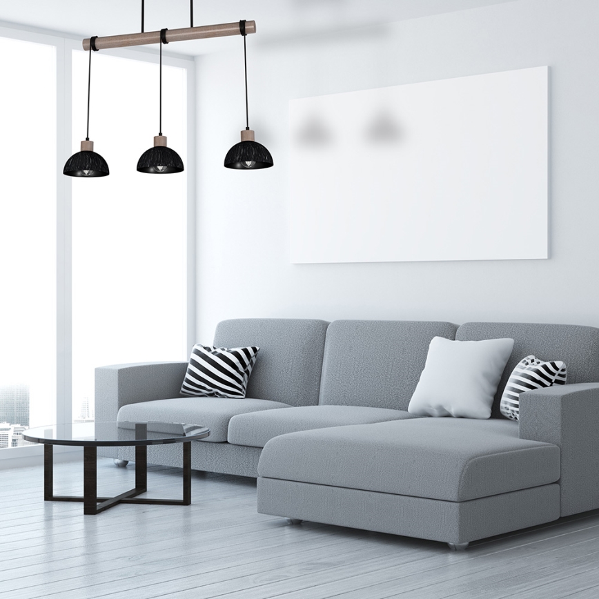 Luster na lanku ERIK 3xE27/60W/230V hnedá/čierna