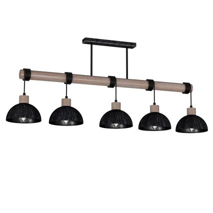 Luster na lanku ERIK 5xE27/60W/230V hnedá/čierna