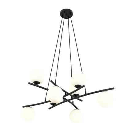 Luster na lanku ESSA 8xE14/10W/230V čierna/biela