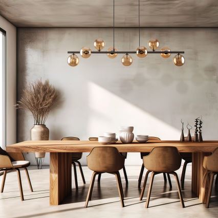 Luster na lanku ESTERA 9xG9/6W/230V hnedá/dymová béžová