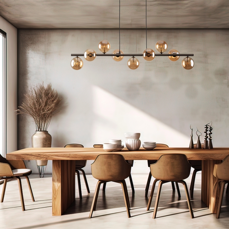 Luster na lanku ESTERA 9xG9/6W/230V hnedá/dymová béžová