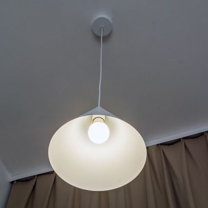 Luster na lanku ETNA 1xE27/15W/230V pr. 25 cm biely