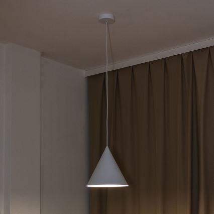Luster na lanku ETNA 1xE27/15W/230V pr. 25 cm biely