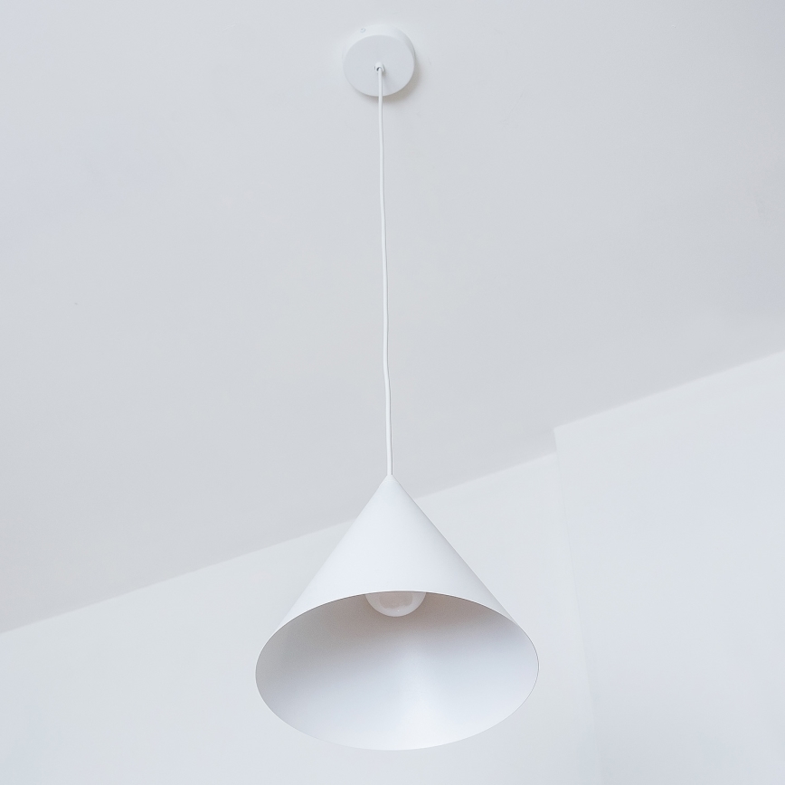 Luster na lanku ETNA 1xE27/15W/230V pr. 25 cm biely