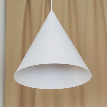 Luster na lanku ETNA 1xE27/15W/230V pr. 25 cm biely