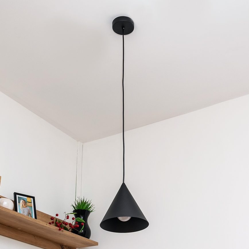 Luster na lanku ETNA 1xE27/15W/230V, priemer 18,5 cm, čierny