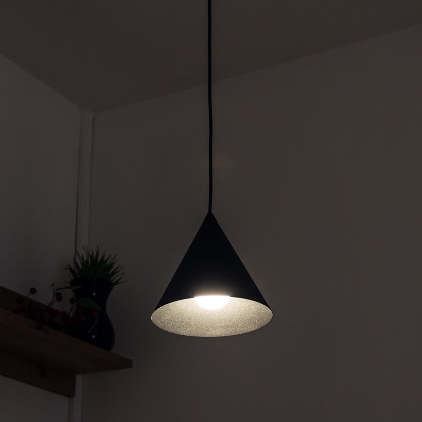 Luster na lanku ETNA II 1xE27/15W/230V, priemer 18,5 cm, čierny