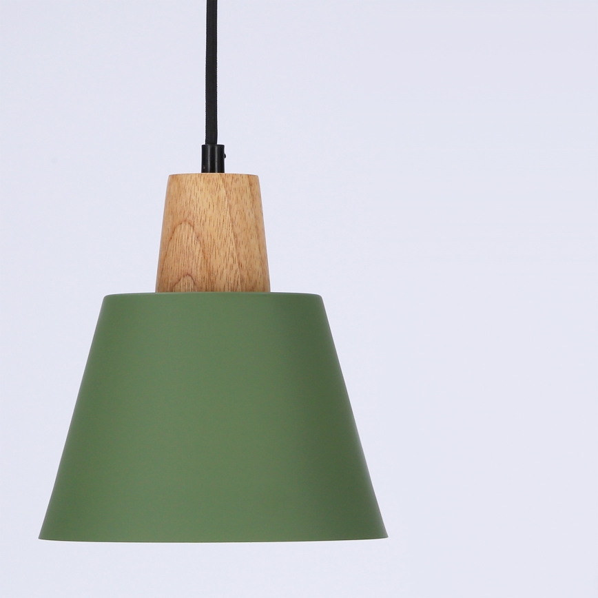 Luster na lanku FARO 1xE27/40W/230V zelená/buk