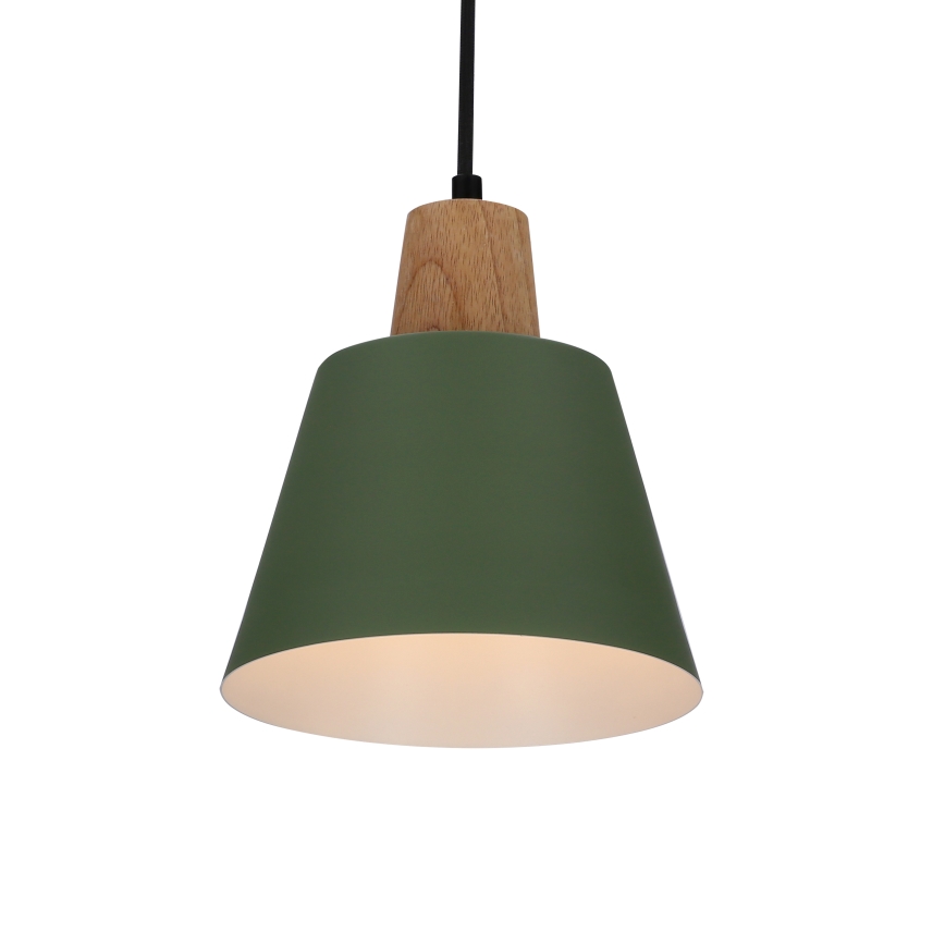 Luster na lanku FARO 1xE27/40W/230V zelená/buk