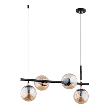 Luster na lanku FIORE 4xE14/10W/230V čierna