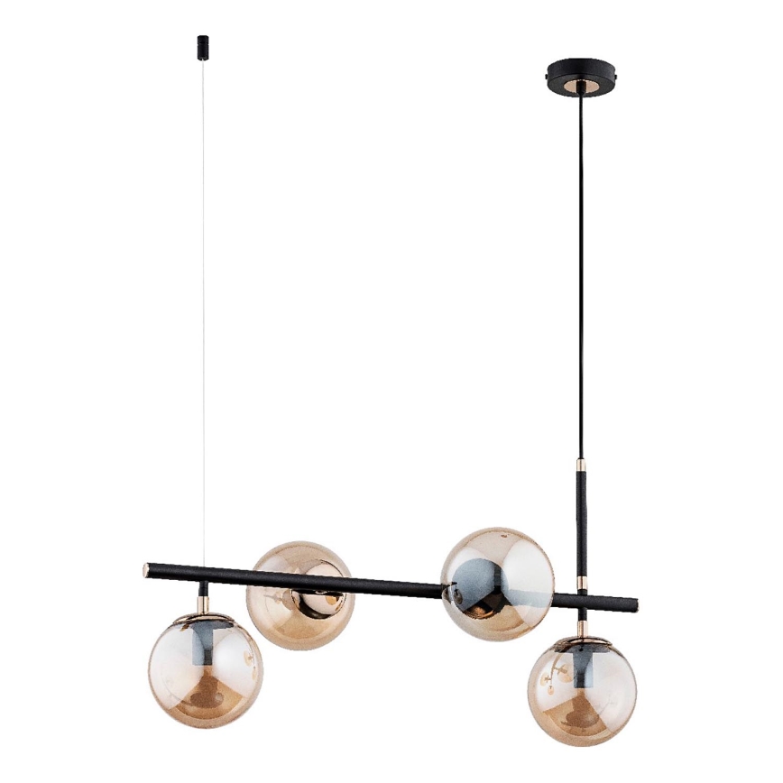 Luster na lanku FIORE 4xE14/10W/230V čierna