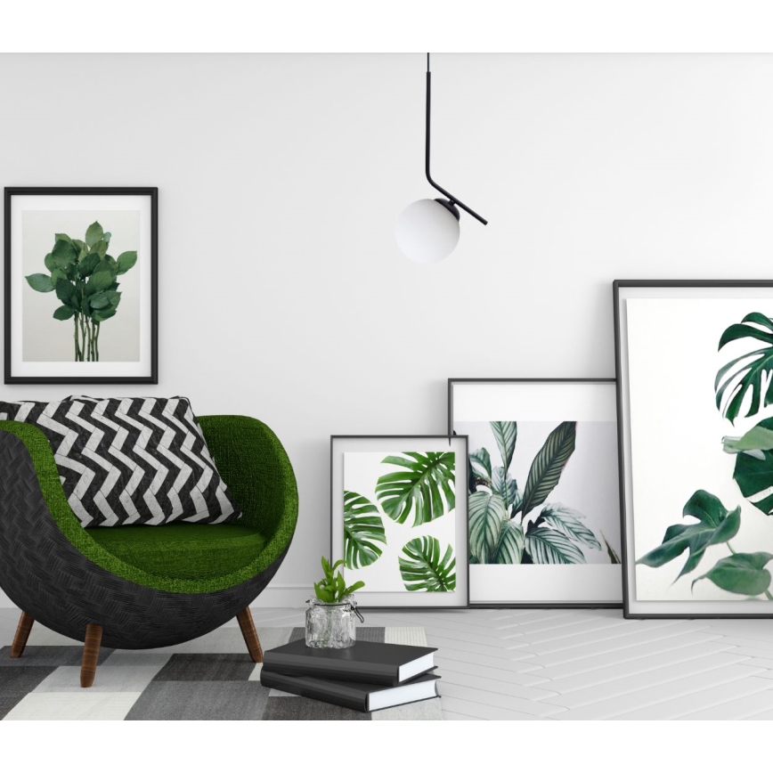 Luster na lanku FIRA 1xE27/60W/230V čierna