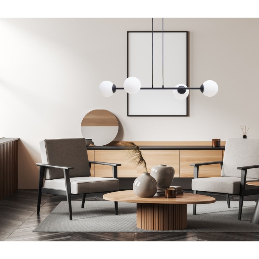 Luster na lanku FIRA 4xE27/60W/230V čierna