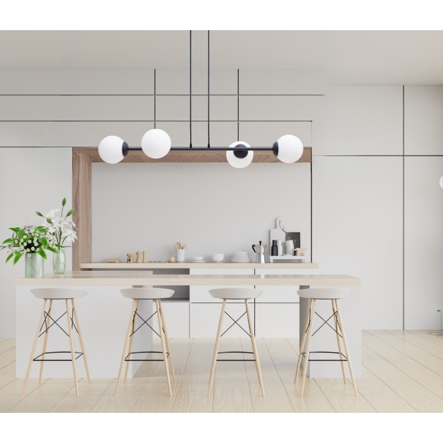 Luster na lanku FIRA 4xE27/60W/230V čierna