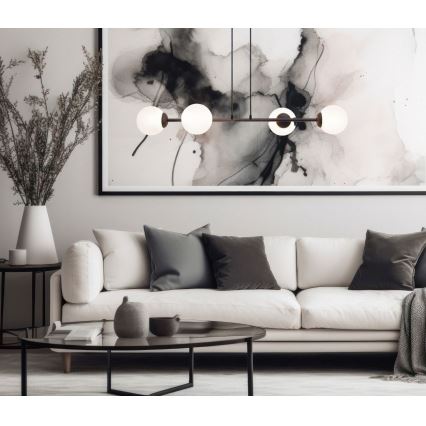 Luster na lanku FIRA 4xE27/60W/230V čierna