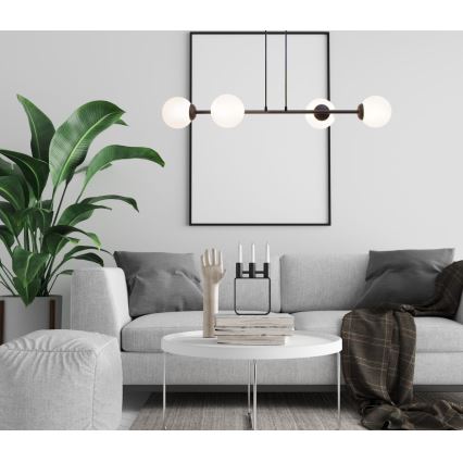 Luster na lanku FIRA 4xE27/60W/230V čierna