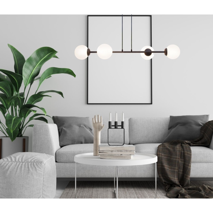 Luster na lanku FIRA 4xE27/60W/230V čierna
