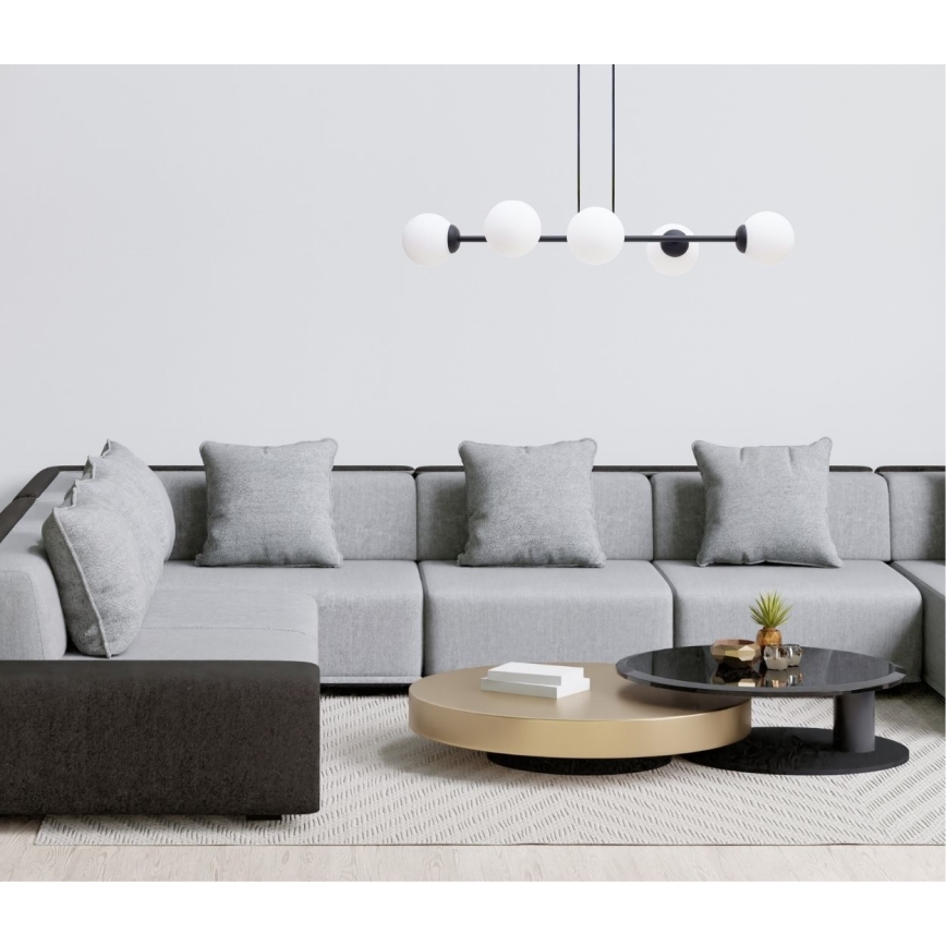 Luster na lanku FIRA 5xE27/60W/230V čierna
