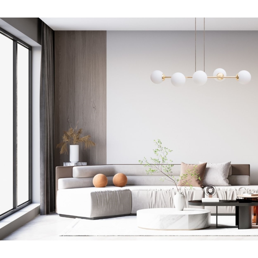 Luster na lanku FIRA 5xE27/60W/230V čierna