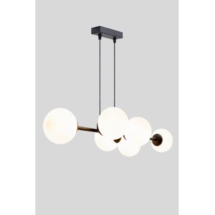 Luster na lanku FIRA 5xE27/60W/230V čierna