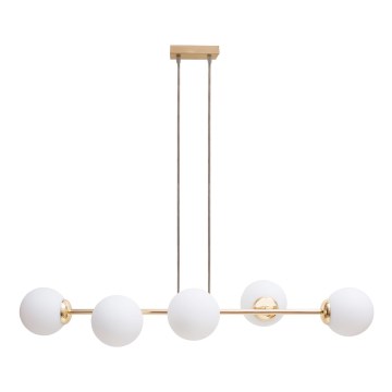 Luster na lanku FIRA 5xE27/60W/230V zlatá