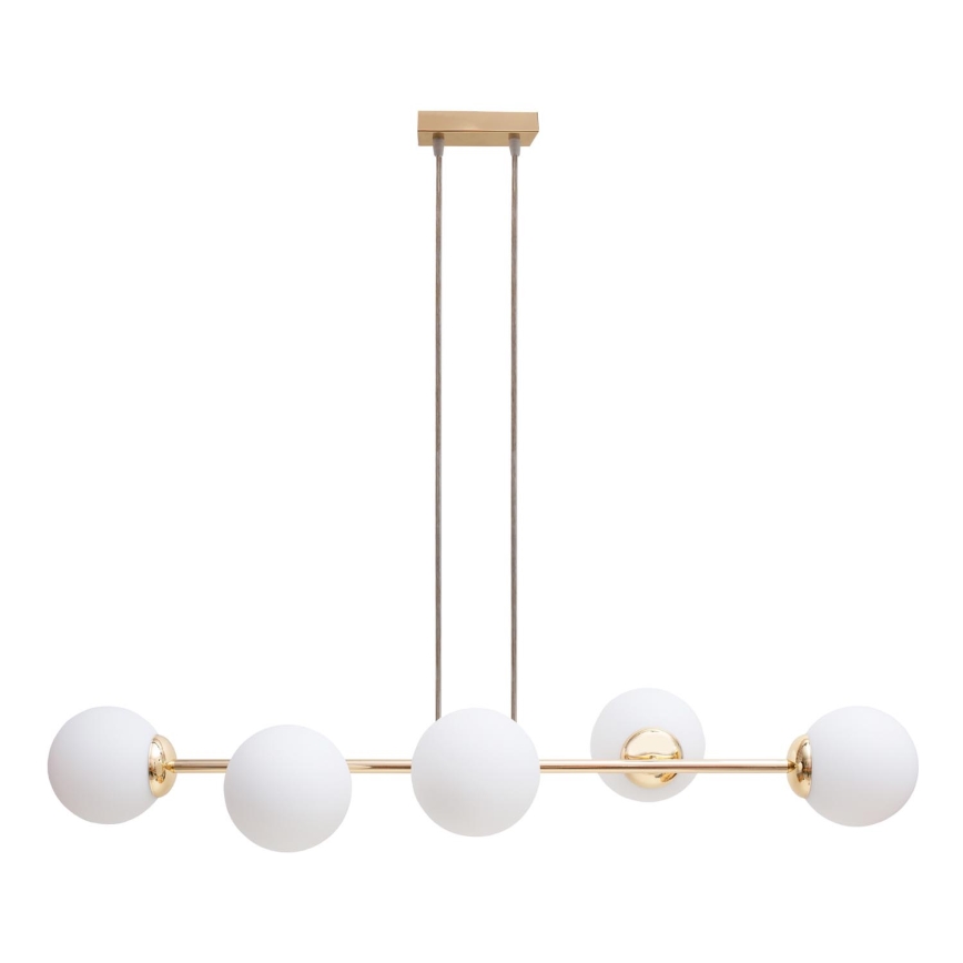 Luster na lanku FIRA 5xE27/60W/230V zlatá
