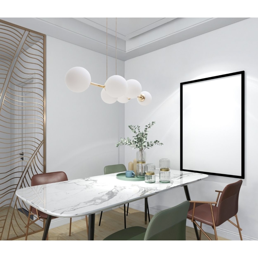 Luster na lanku FIRA 5xE27/60W/230V zlatá