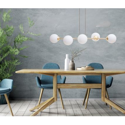 Luster na lanku FIRA 5xE27/60W/230V zlatá