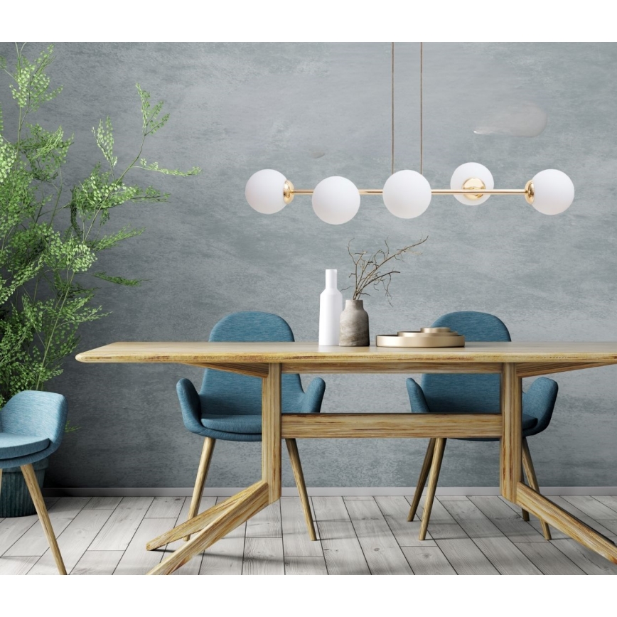 Luster na lanku FIRA 5xE27/60W/230V zlatá