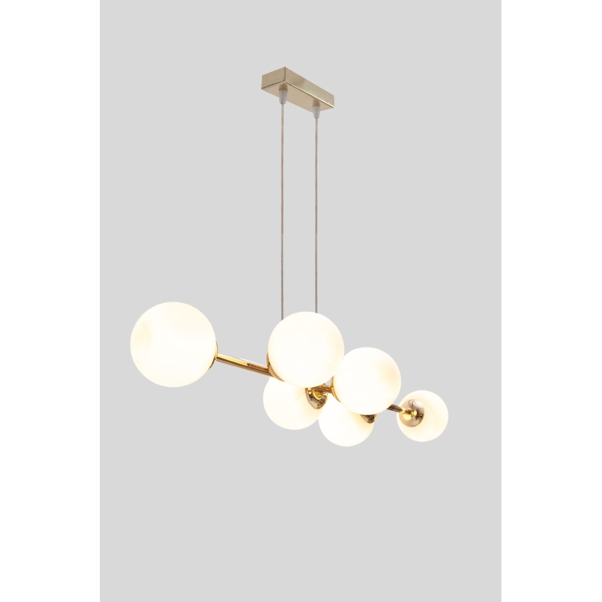 Luster na lanku FIRA 5xE27/60W/230V zlatá