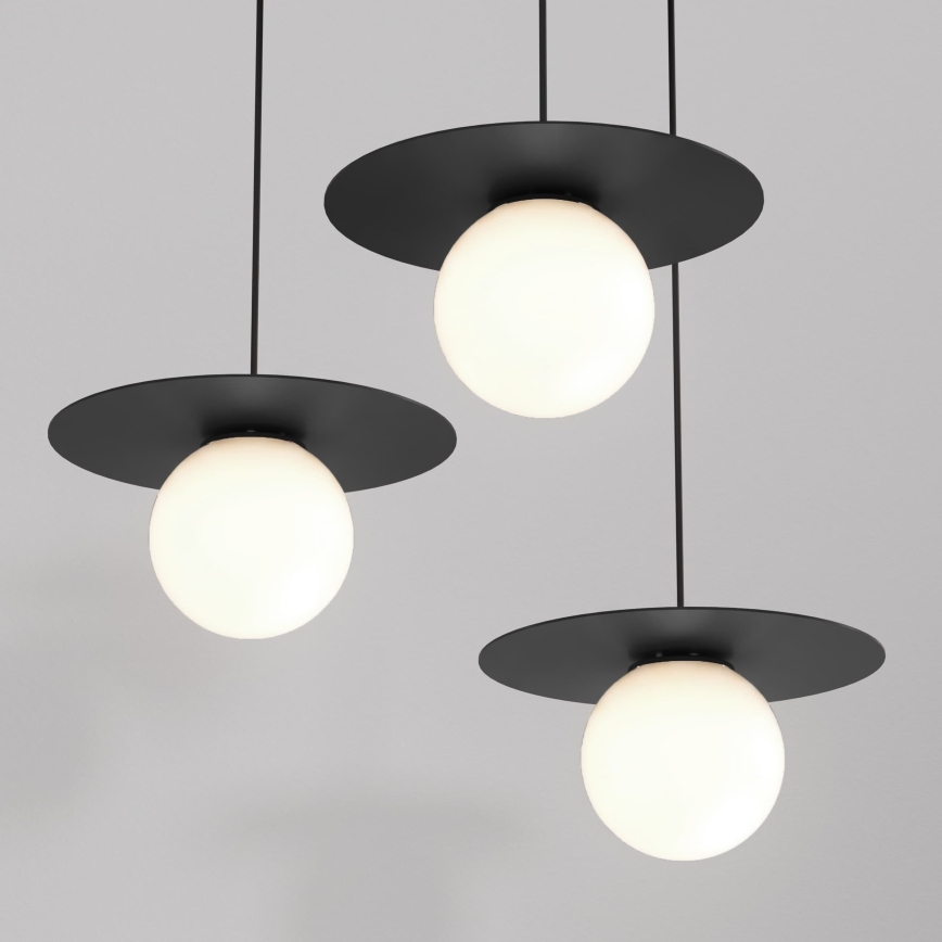 Luster na lanku FLAT 3xE27/15W/230V čierny