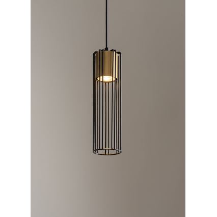Luster na lanku FOBIA 1xGU10/25W/230V čierna/zlatá
