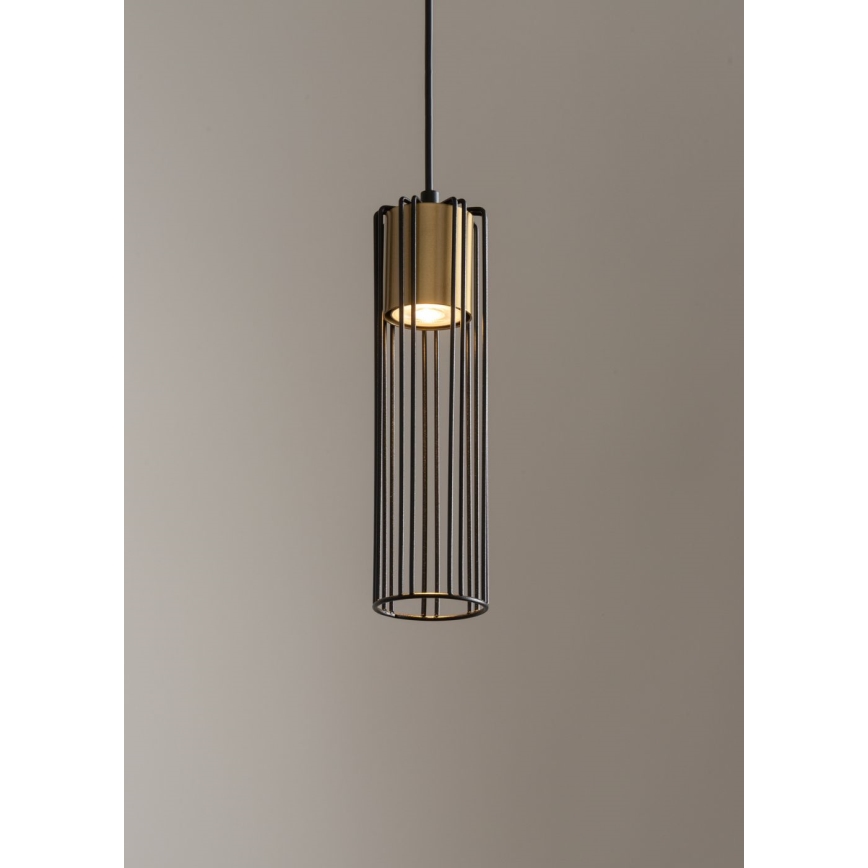 Luster na lanku FOBIA 1xGU10/25W/230V čierna/zlatá