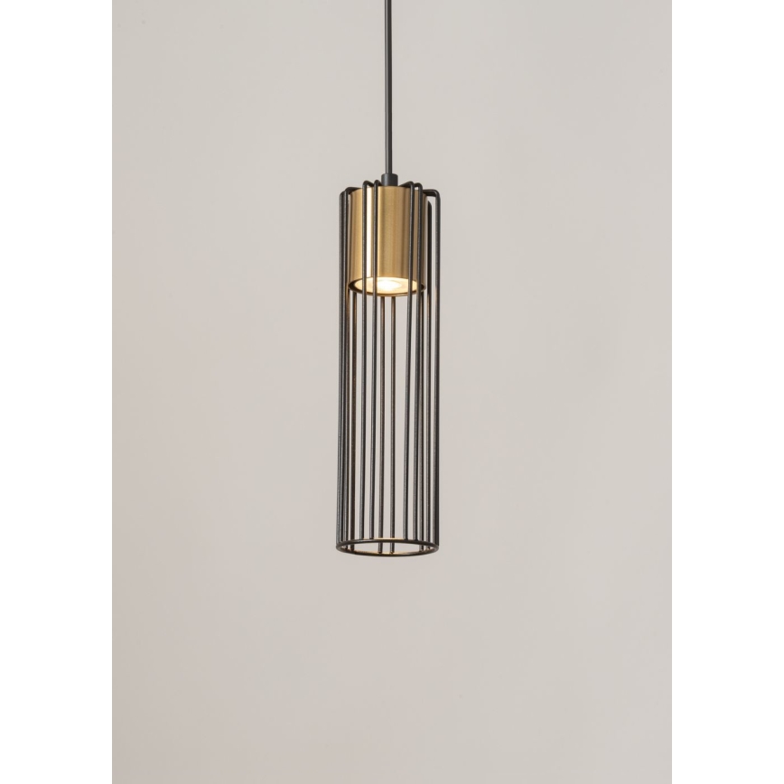 Luster na lanku FOBIA 1xGU10/25W/230V čierna/zlatá