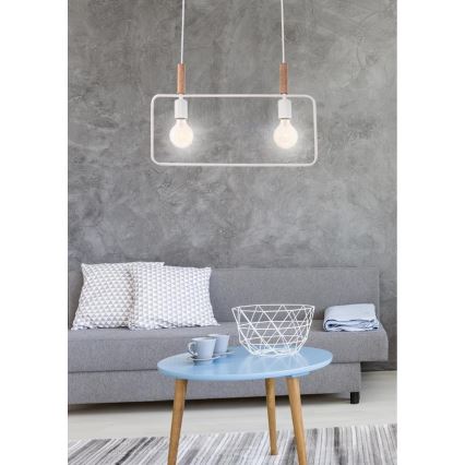 Luster na lanku FRAME 2xE27/60W/230V biela