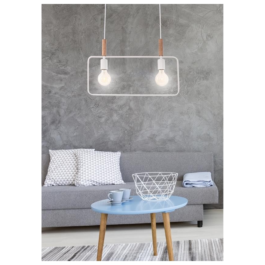 Luster na lanku FRAME 2xE27/60W/230V biela