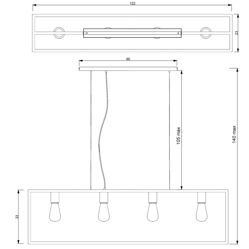 Luster na lanku FRAME 4xE27/60W/230V čierna