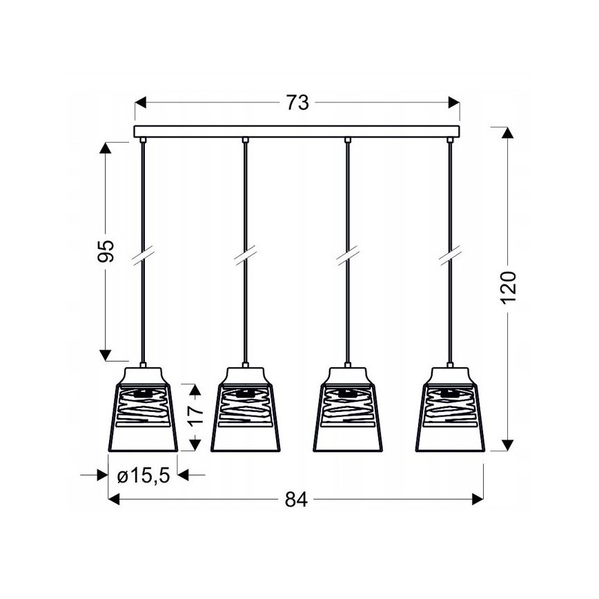 Luster na lanku FRESNO 4xE27/60W/230V