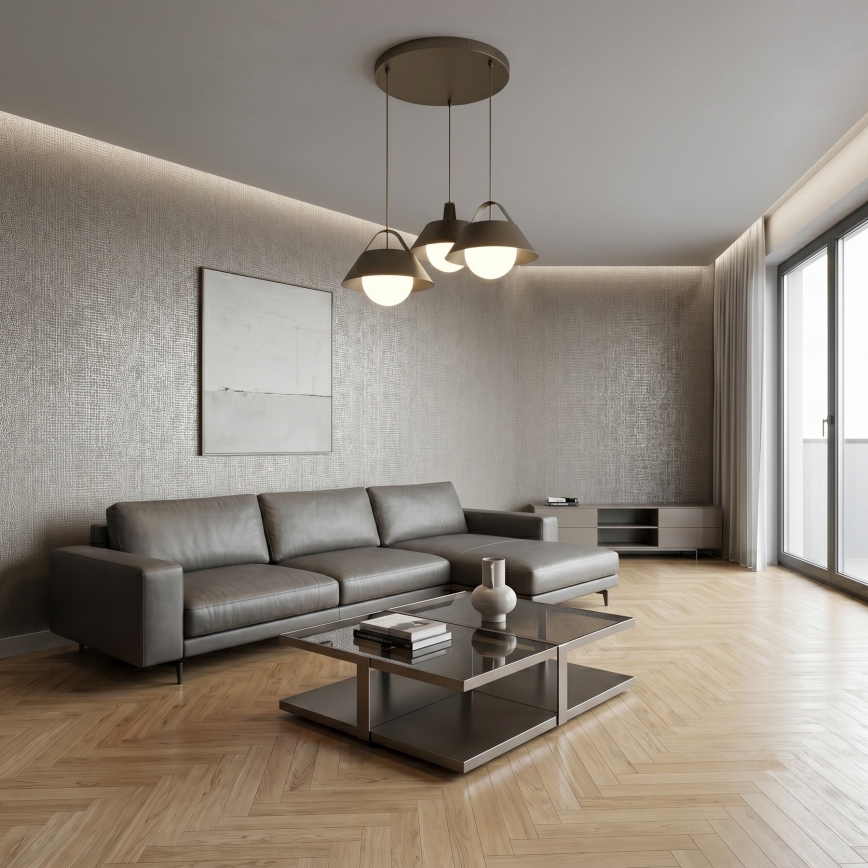 Luster na lanku FUNDA 3xE27/15W/230V bronzový