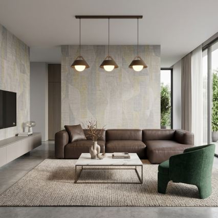 Luster na lanku FUNDA 3xE27/15W/230V hnedá
