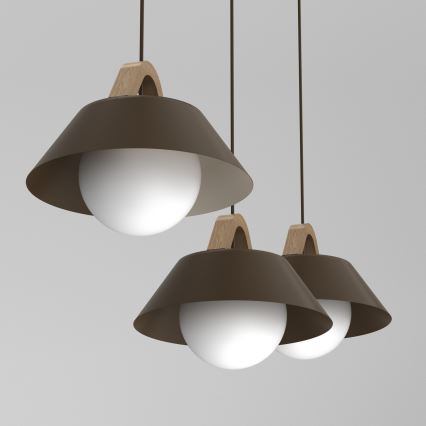 Luster na lanku FUNDA 3xE27/15W/230V hnedá