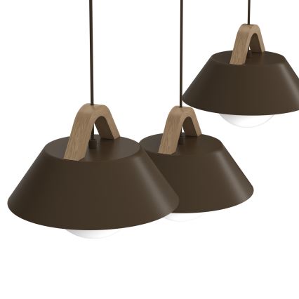 Luster na lanku FUNDA 3xE27/15W/230V hnedá
